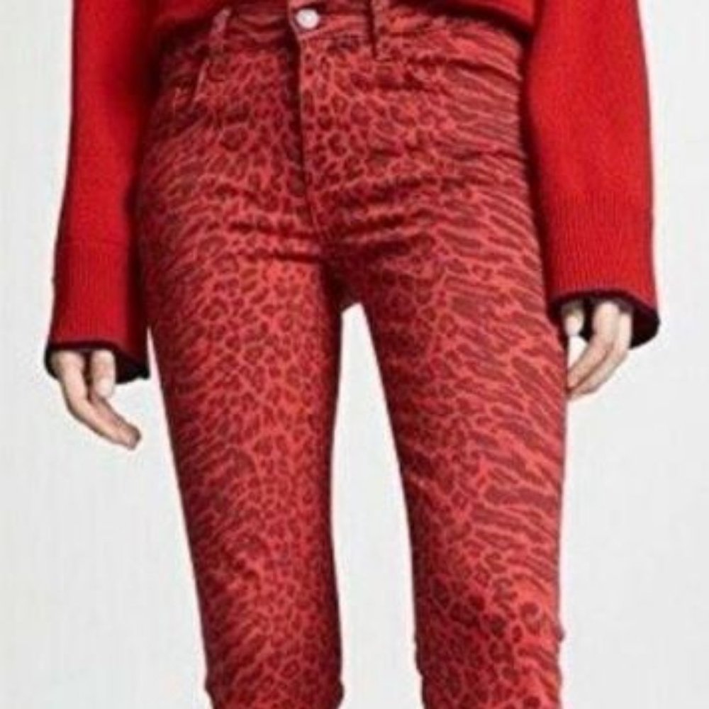 NWT Current/Elliott Red Leopard Skinny Jeans